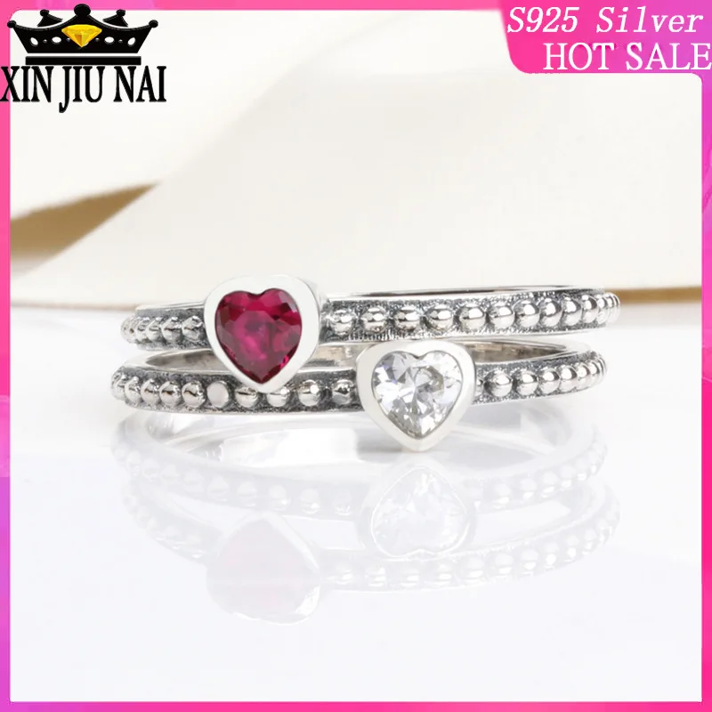 

Make Old Silver Thai Sea Heart Peach Heart Red Zircon Black Oxide Female Ring Golden Red Heart Gemstone