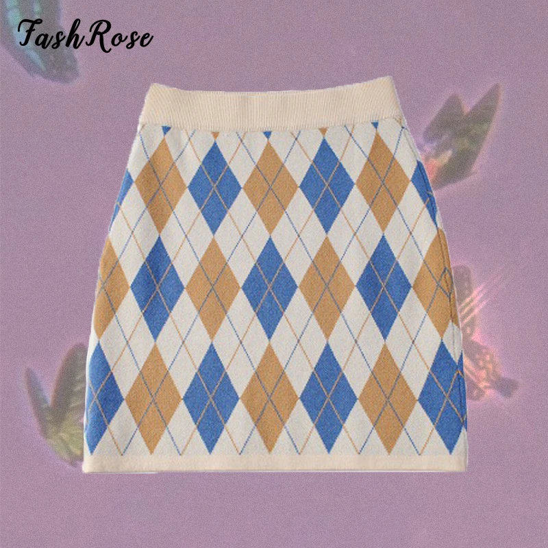 

Женская трикотажная Мини-юбка в клетку, в стиле 90-х