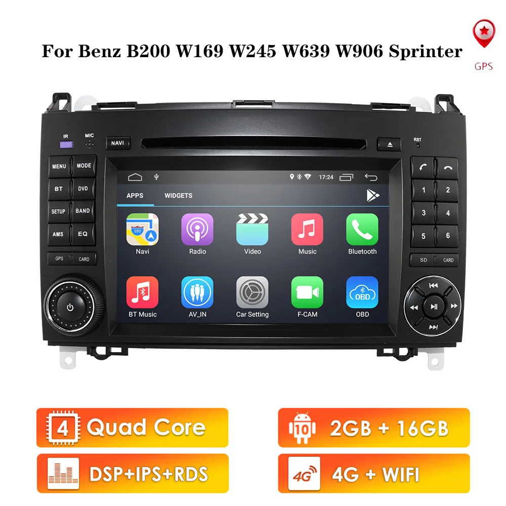 Android 9 2din автомобильное радио для машины DVD мультимедиа Mercedes Benz B200 A B Class W169 W245 Viano Vito