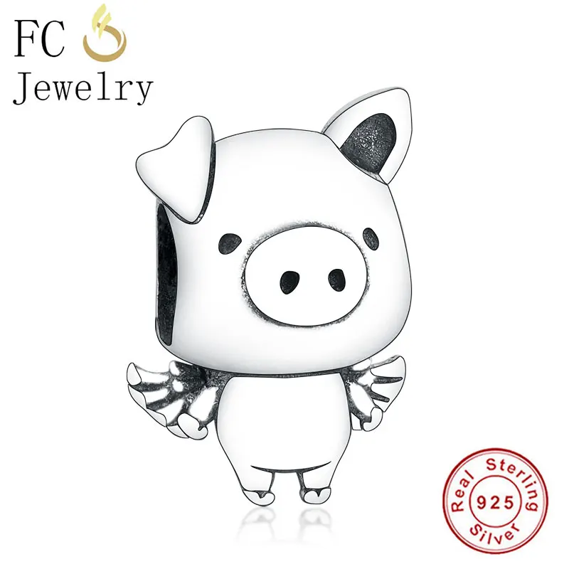 

FC Jewelry Fit Original Brand Charms Bracelet 100% 925 Silver Flying Pig Piglet Piggy Bead Making Craft Berloque New Arrival