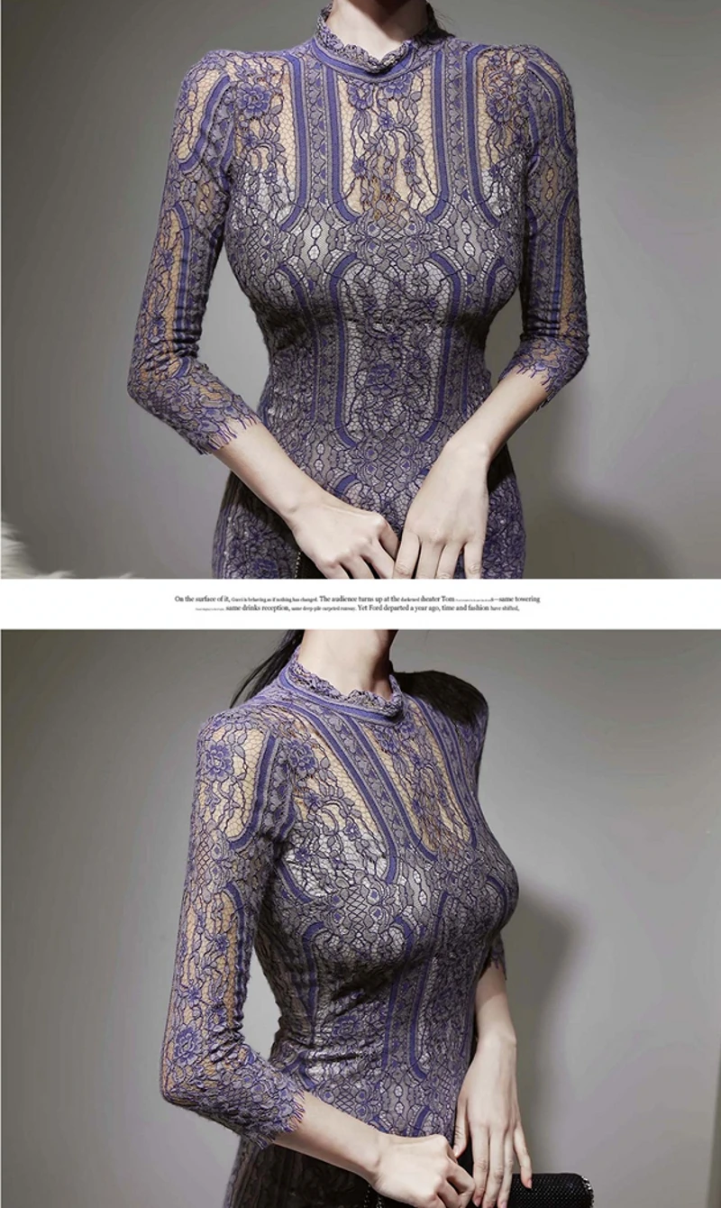 

Spring 2021 Sexy Lace Pencil Dress Elegant Women Hollow Out Sheath Bodycon Dresses OL Vestidos