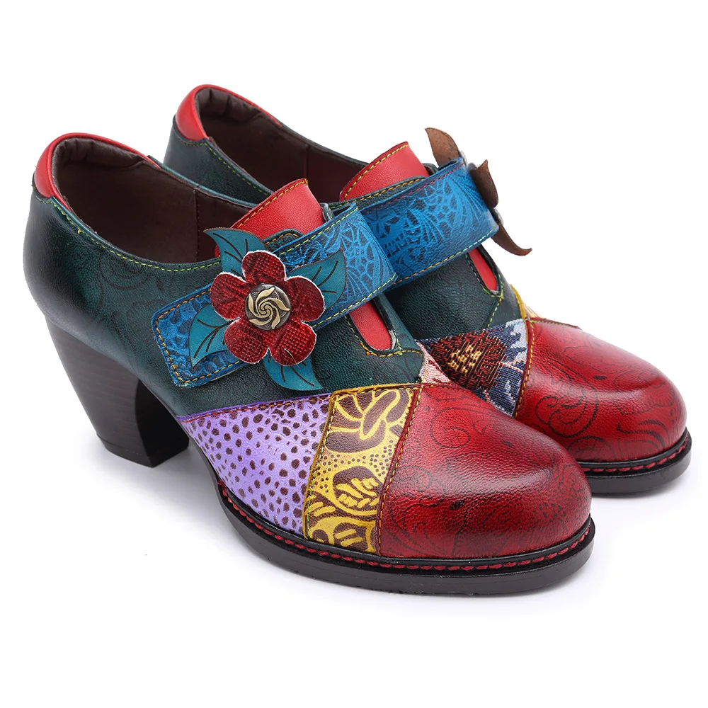 

Women summer high heels fashion genuine leather pumps spring thick heels shoes square toe laces heel woman shoes 2020
