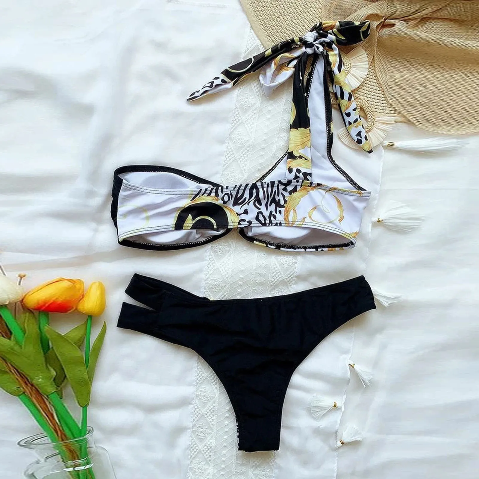 

Sagace 2021 New Summer Swimwear Fashion Womens Print Sexy Bikini Push-up Pad Swimsuit Beachwear Set