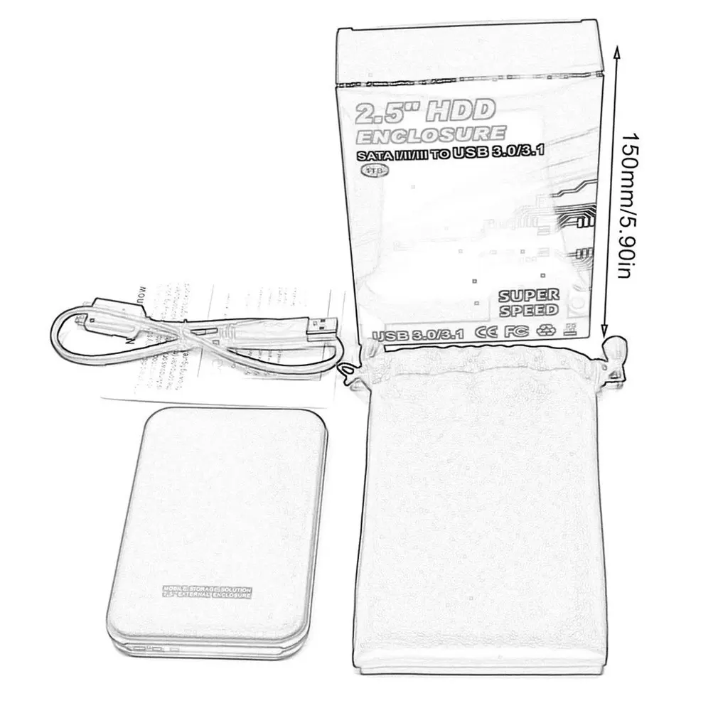 

2.5 Inch Sata Hard Disk Box Usb3.0 Mobile Hard Disk Box Slide Cover Grid Texture Mobile Hard Disk Box