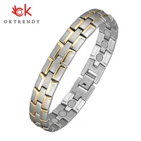 oktrendy health energy pure titanium therapy bracelet bangle relieve difficulty sleeping benefits of magnetic bio energy stone