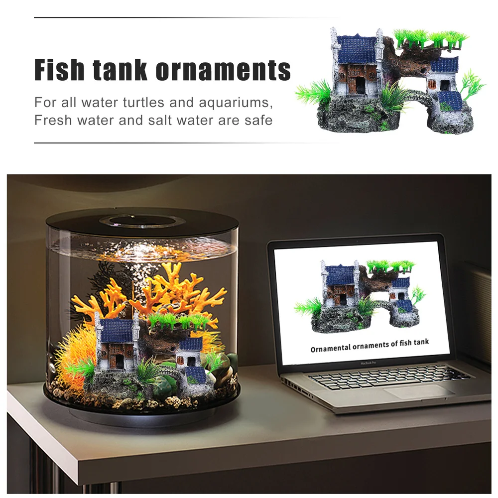 

Simulation House Bridge Cave DIY Landscaping Ornament for Aquarium Fish Tank