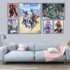 Постер Genshin Impact, картина из игры HD, аниме девушка, настенные художественные принты, картина в стиле Общежития для гостиной, спальни, домашний декор