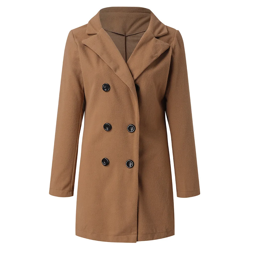 Длинное зимнее шерстяное Женское пальто 2019 женское с лацканами длинным рукавом