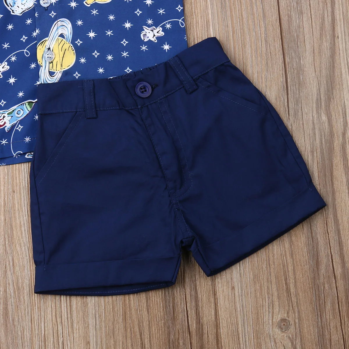 2Pcs Outfits Baby Boys Gentleman Clothes Cartoon Printed Shirt Tops Toddler Kids Short Pants Summer Beach Infant Suits |