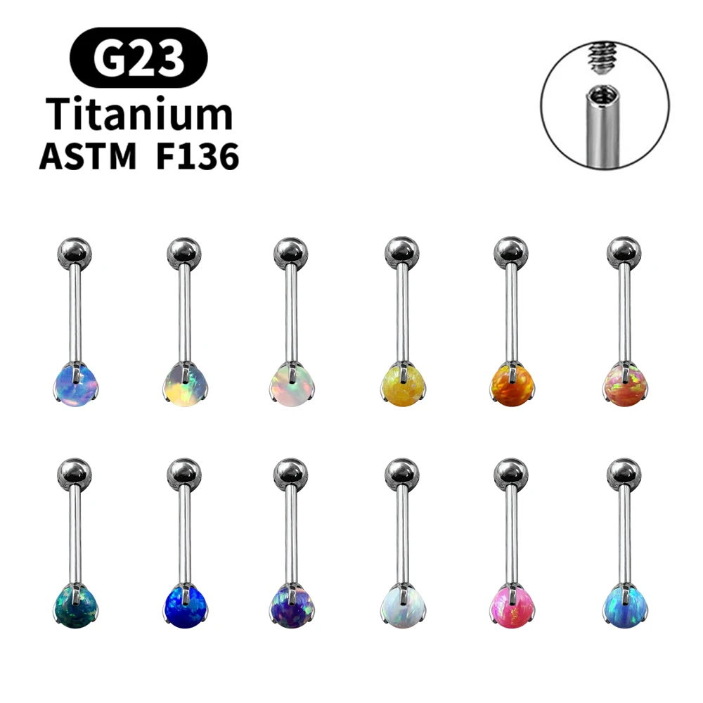 

G23 Titanium Jelly Opal Barbell Tongue Nail Perforated Nose Nail Nipple Decoration Punk Trendy Gorgeous Perforated Jewelry