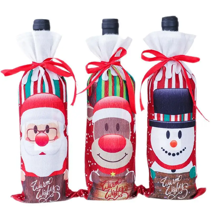 Рождественская крышка на шнурке для бутылки вина с милым принтом Санта Клауса