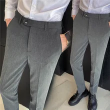 OIMGAutumn pantalones de traje para hombre, pantalones ajustados de estilo coreano, a la moda, sin hierro, nuevos productos (3)