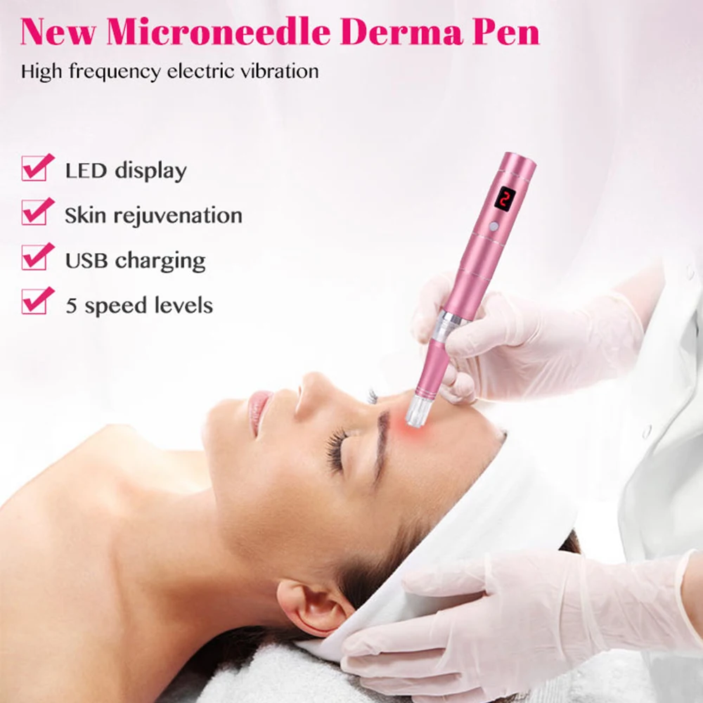 Дерма-ручка Dr Pen уход за кожей, мезотерапия, беспроводная, 5 уровней, со светодиодным дисплеем, для микроблейдинга от AliExpress WW