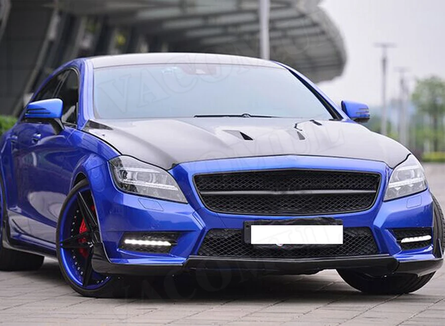 Для W218 углеродное волокно передний спойлер для Mercedes Benz CLS класс W218 CLS350 550 CLS63 2012 2013 передний бампер сплиттеры защита