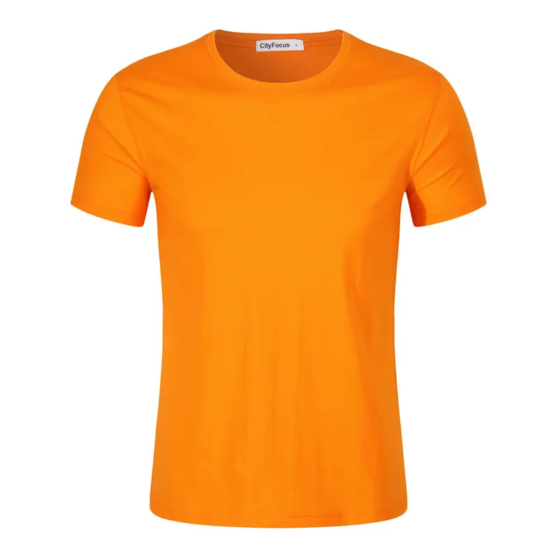 Мужская оранжевая спортивная футболка с коротким рукавом Красная круглым