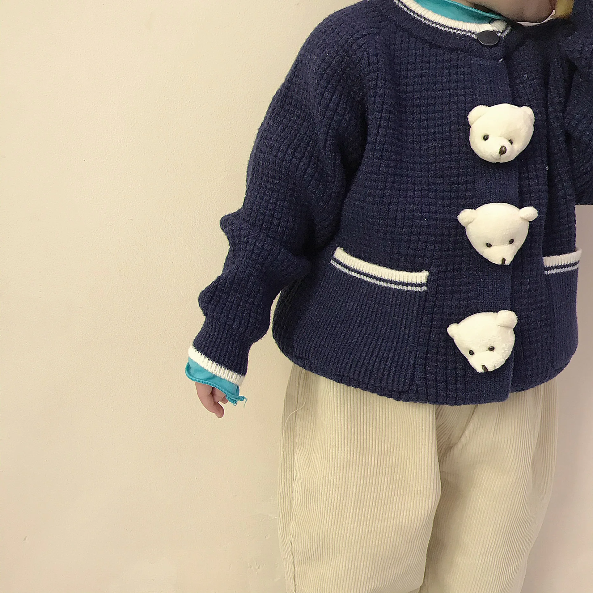 Su&eacute;ter de oso de moda para beb&eacute; y ni&ntilde;a, c&aacute;rdigan de punto, Chaqueta de algod&oacute;n para ni&ntilde;o, abrigo de punto, chaqueta informal para ni&ntilde;o 2021-4