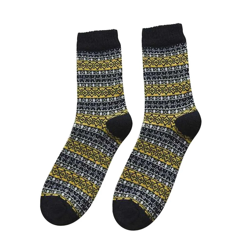 Женские повседневные носки зимние теплые толстые шерстяные винтажные цветные