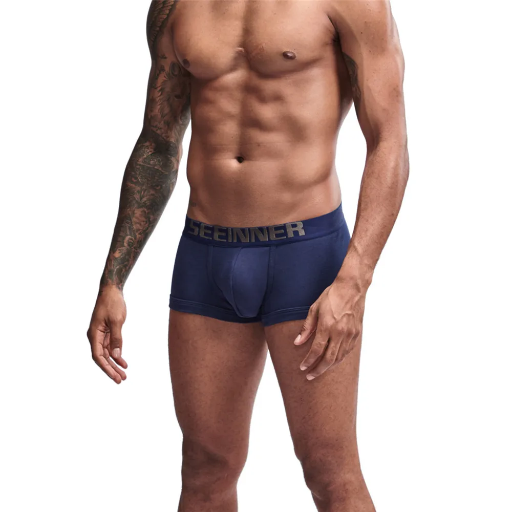 New Mens Underwear Solid Classic Men Underpants Cotton Short trunk Spandex Man Pants Comfort Elastic Man Boxers Hot