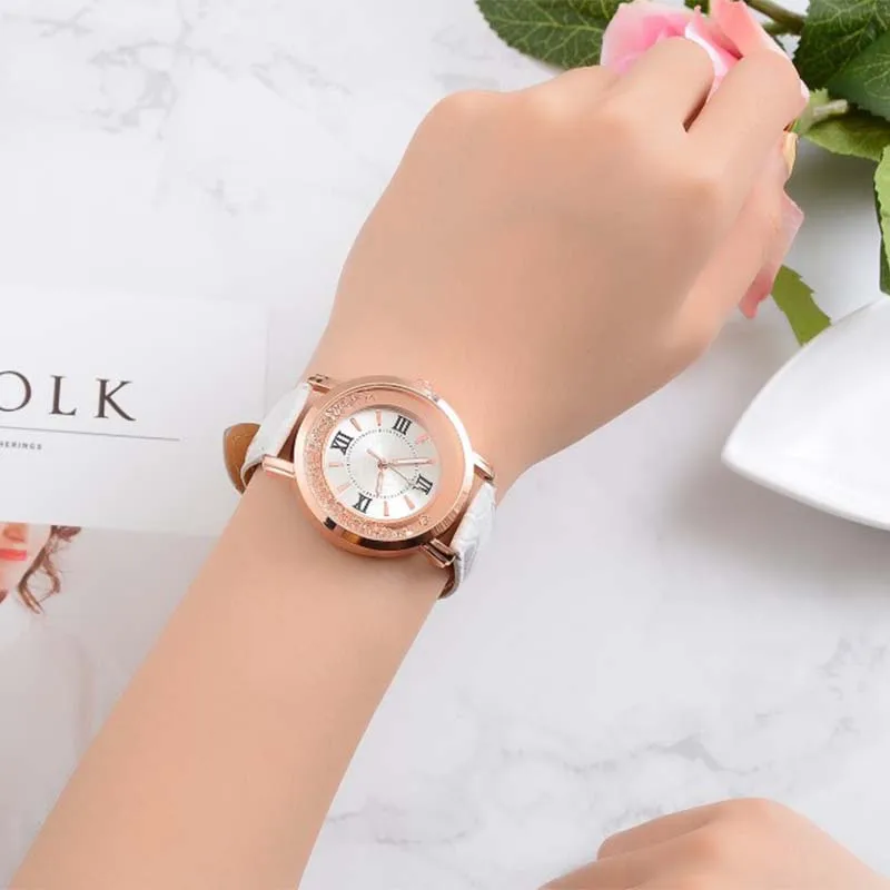 Часы женские кварцевые с кожаным ремешком удобные повседневные дизайнерские