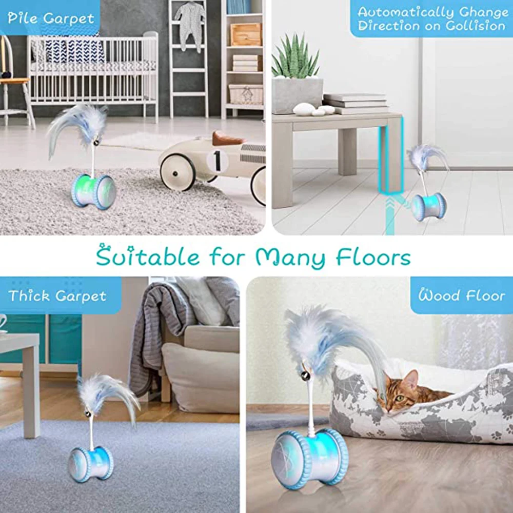 USB Charging Pet Cat Feather Smart Electric Balance Car Funny Toy Electronic Automatic Teaser Playing | Дом и сад