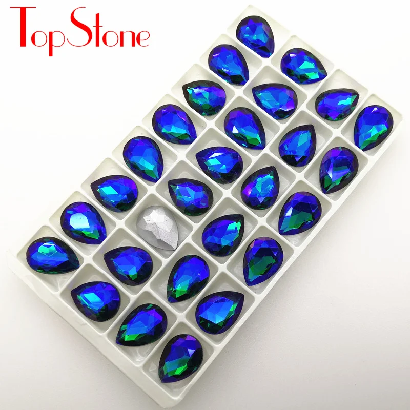 Кристаллические стеклянные каплевидные Необычные Стразы всех цветов TopStone 10x14 13x18