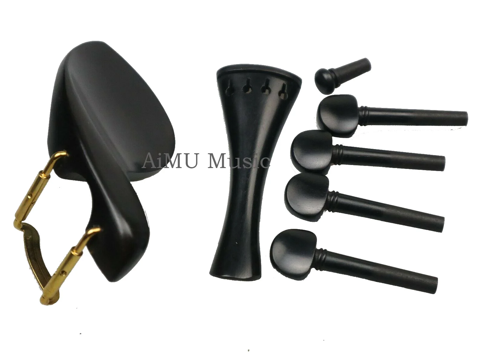 Ebony wood Violin Parts Set  Accessories Pegs Endpin Tailpiece Chinrest With Hardware Without Paris eye Ready Use