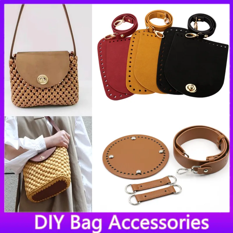 

Сумка через плечо ручной работы, нижняя крышка ремней, набор аксессуаров из цинкового сплава, игла, крючок «сделай сам», плетеная Сумка-мешо...