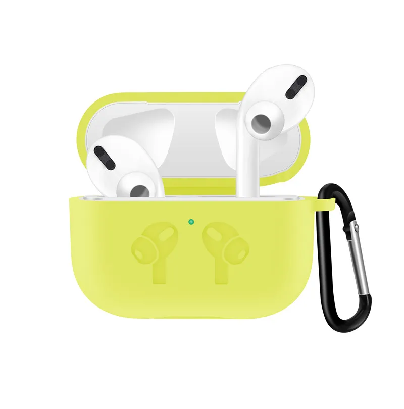 Цвет: желтый Мягкий силиконовый чехол для AirPods 3 BuckleShockproof чехол для Airpods Pro зарядный чехол светодиодный защитный чехол Аксессуары для наушников - Цвет: Цвет: желтый