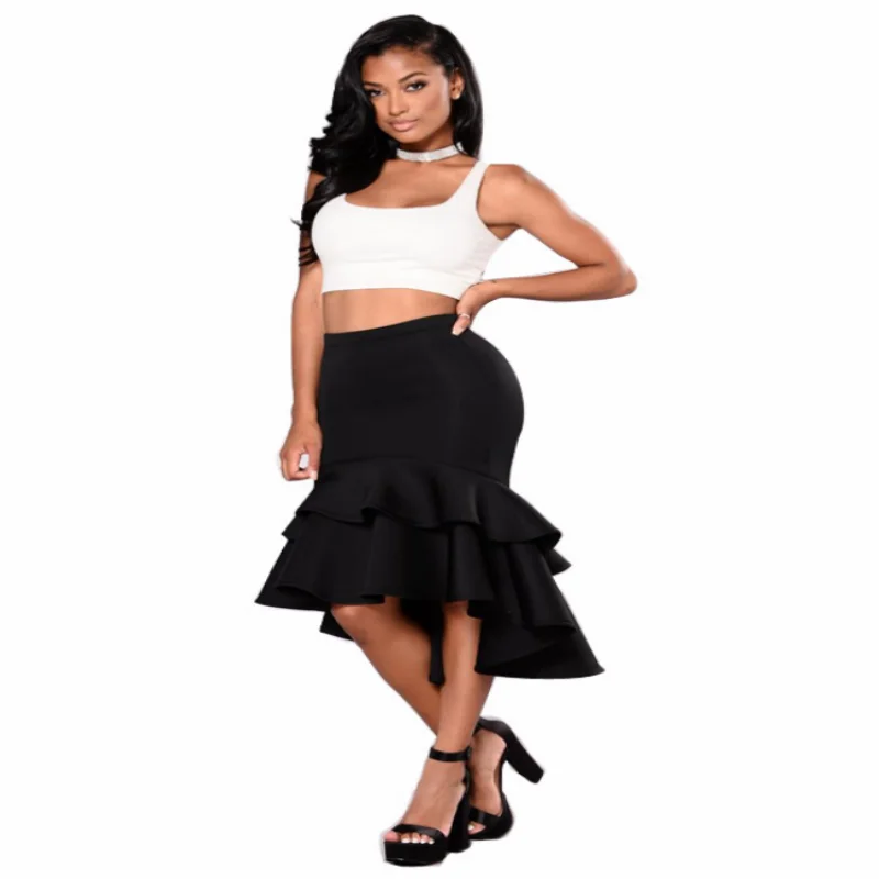 

New Arrival Latin Costume Sexy Women Latin Dance Costume Stage Performance Clothes Hem Folded Tight Skirt