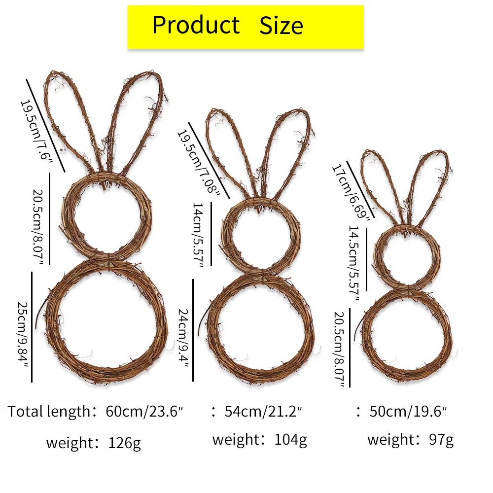 Новый Пасхальный венок с кроликом украшение сделай сам складной из ротанга