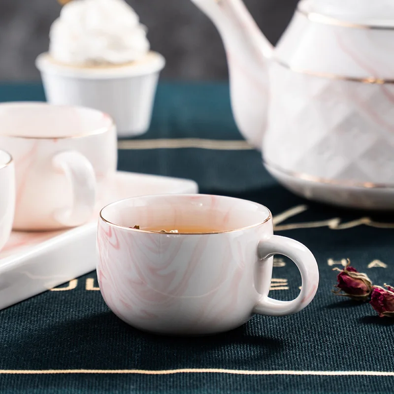 Скандинавский кофейник с чашкой роскошный набор кофейных чашек золотым краем