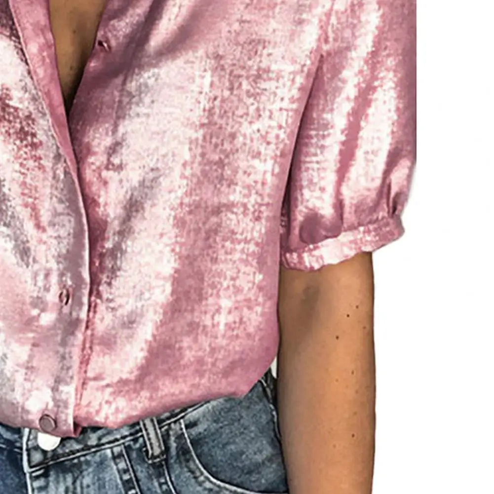 

Solid Color Blouse Women Buttons Down Shirt Short Sleeve Blouses for Women Loose Casual Blusas tops Office Ladies Blouses mujer