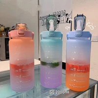 2 liters scale water cup gradient fitness water bottle with bounce cover time scale reminder drinking bottle for juice tea cups