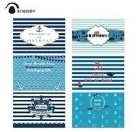 allenjoy birthday background for boy navy blue and white stripes anchor party baby shower backdrop photocall photobooth banner