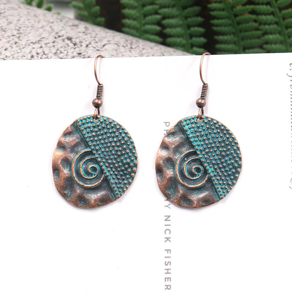 Vintage Wavy Polka Dot Earrings Irregular Spiral Pendant Ethnic For Women Bohemian Charm Holiday Jewelry Gifts | Украшения и