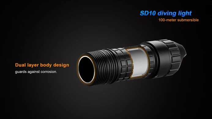 FENIX SD10 930 Люмен Cree XM-L2(T6) нейтральный белый светодиод фонарик для дайвинга питание от одного 18650 или двух батарей CR123A