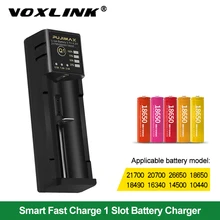 Voxlink 18650 Batterij Oplader Smart Opladen Verstelbare Huidige 26650 21700 14500 26500 22650 Li-Ion Oplaadbare Batterij
