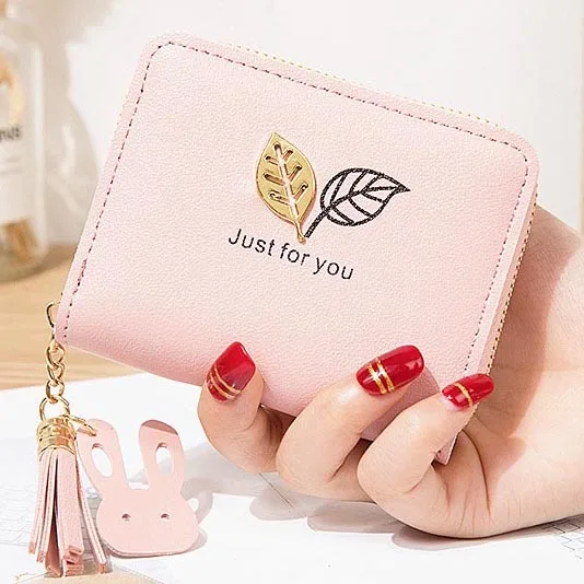 Pink Для женщин кошельки женские кошельки Короткие Ленточки с отделение для монет на молнии, с карточки ID держатель бумажник Женские чехол для телефона с функцией кошелька и клапаном мини сумки Moneybags - Цвет: Pink