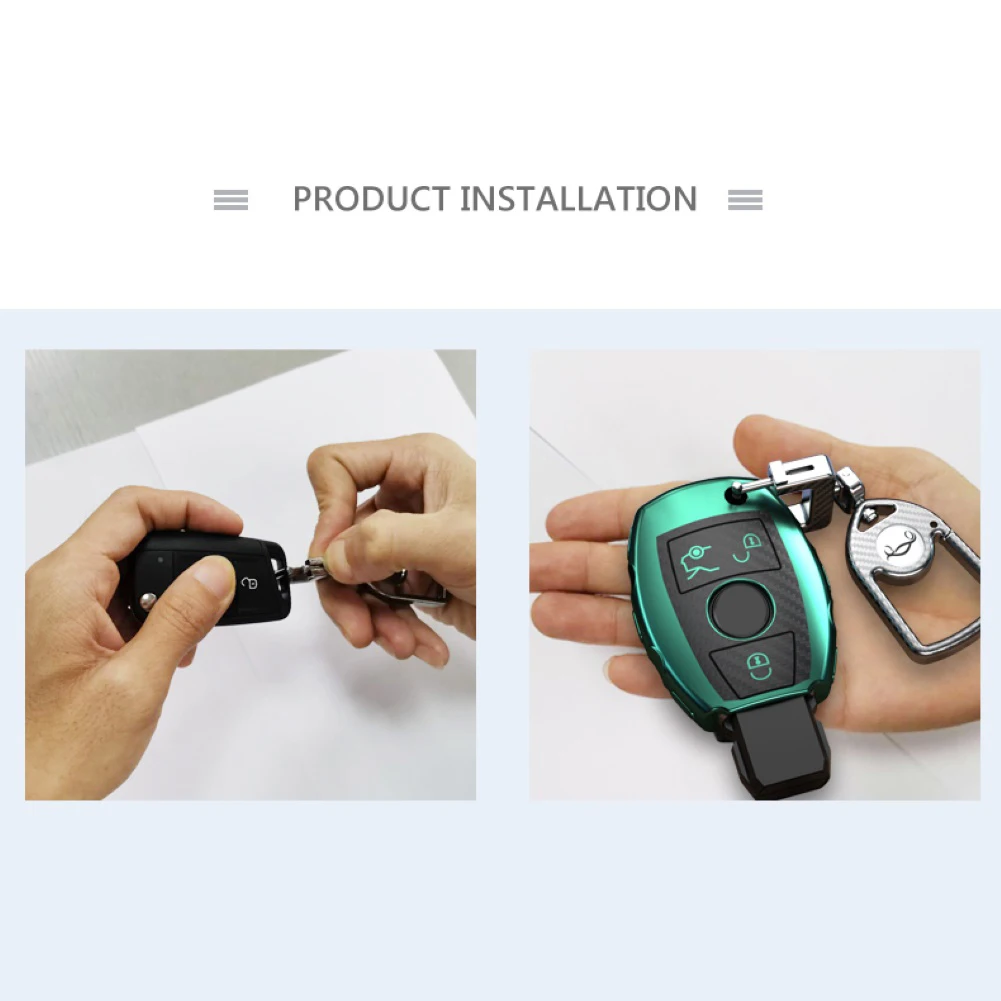 

New 1Pc Stylish Carbon Fiber Texture 360 Degree Rotation Men Car Vehicle Stainless Steel Keychain Key Holder Gift