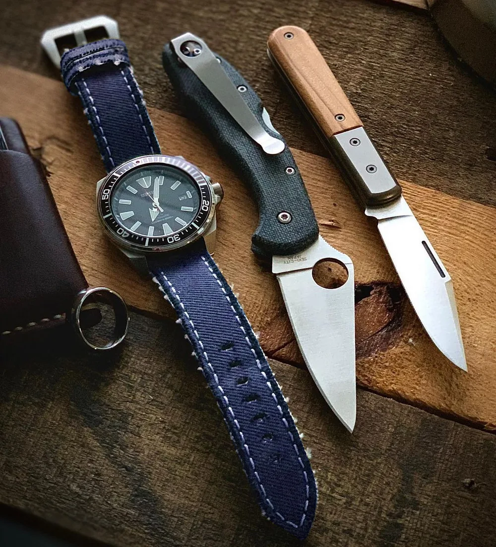 Hemsut Canvas Watch Bands Quick Release Premium Denim Blue Two Pieces Watch Straps Matt Steel Buckle 20mm 22mm 24mm