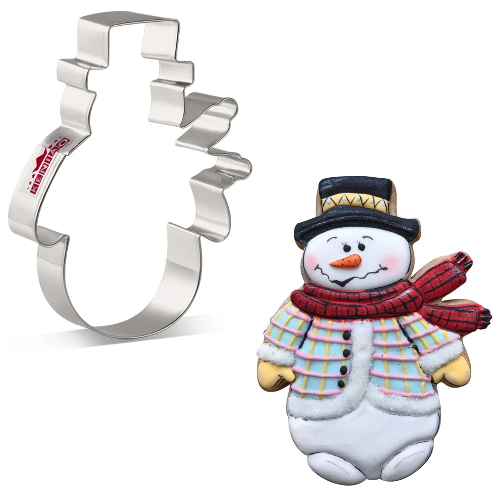 

KENIAO Christmas Snowman Cookie Cutter - 9.4 x 11.8 CM - Winter Biscuit Fondant Bread Sandwich Mold - Stainless Steel