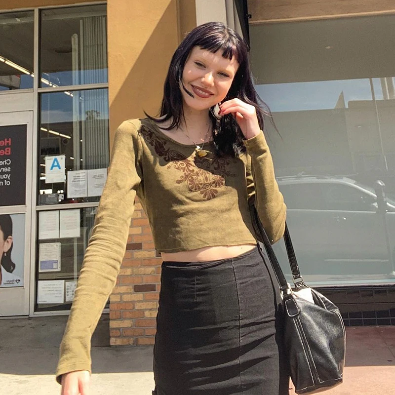 Женский винтажный пуловер с длинным рукавом Повседневная Весенняя футболка