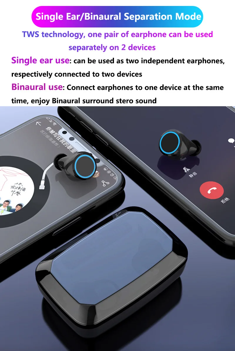 Bluetooth наушники V5.0 M11 вкладыши TWS с сенсорным Управление стерео спортивные