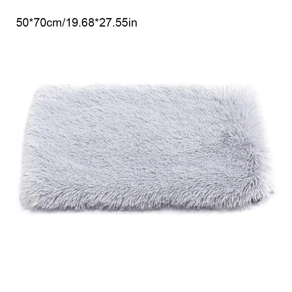 Light Grey Pet Long Plush Bed Dog Cat Blankets Fluffy Mats Soft Thin Covers For Large Dogs Solid Cats Mattress Blanket - Цвет: Light Grey