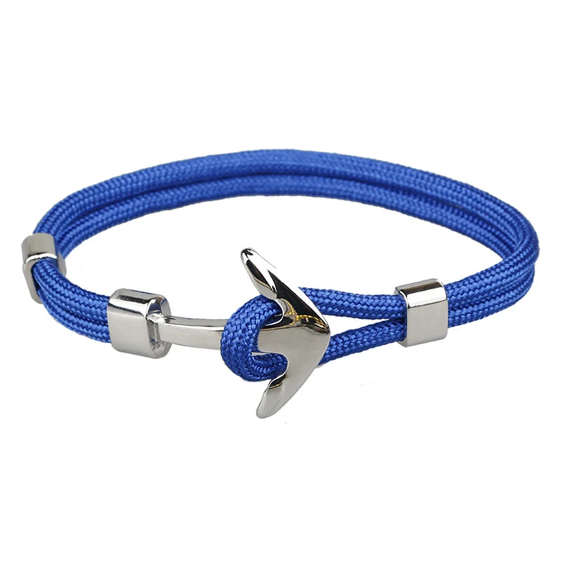 Серебристый оранжевый браслет с якорем веревочное ожерелье для женщин и мужчин