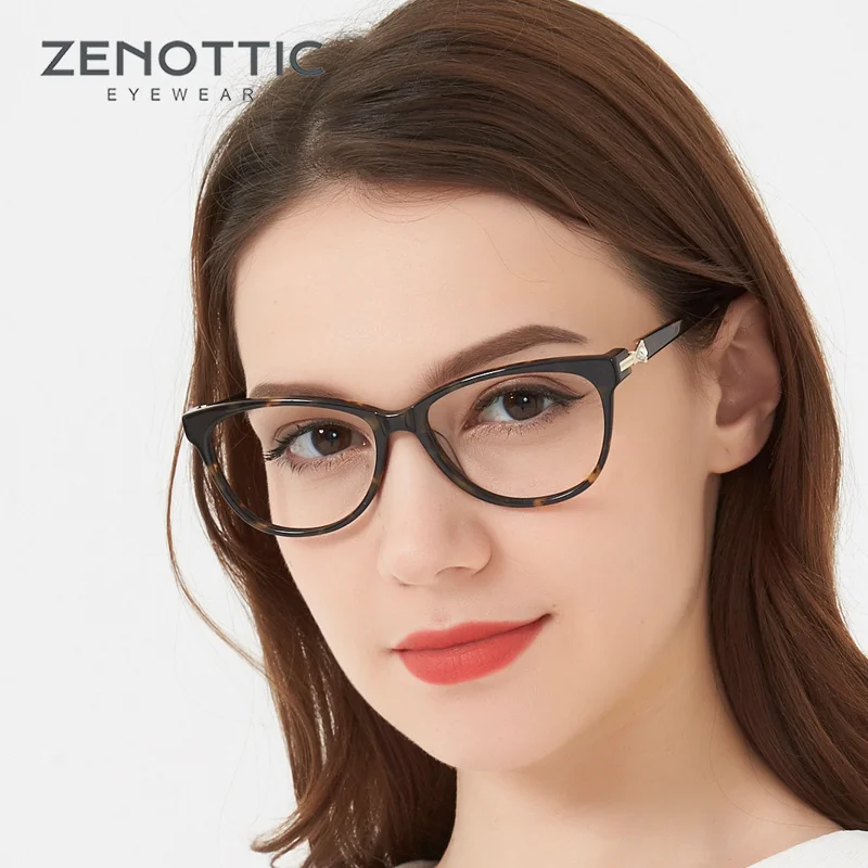 

ZENOTTIC Ретро Ацетат Оправа для очков в стиле кошачьи глаза женские роскошные оптические оправа с линзами при миопии прозрачные линзы по рецеп...