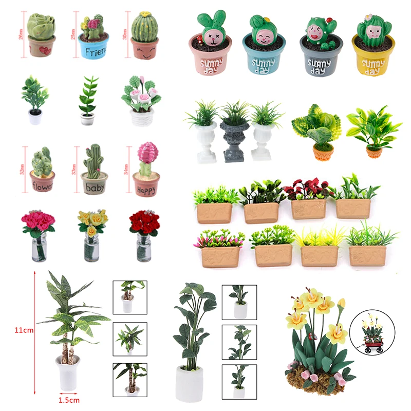 

Doll House Flowers Mini Tree Potted Wall Decoration Flower Miniature Bonsai Garden Balcony Doll House Furniture Potted Plants