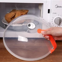 1pc hot selling high quality transparent fresh keeping lids plastic oil proof microwave oven cover handle round anti scalding