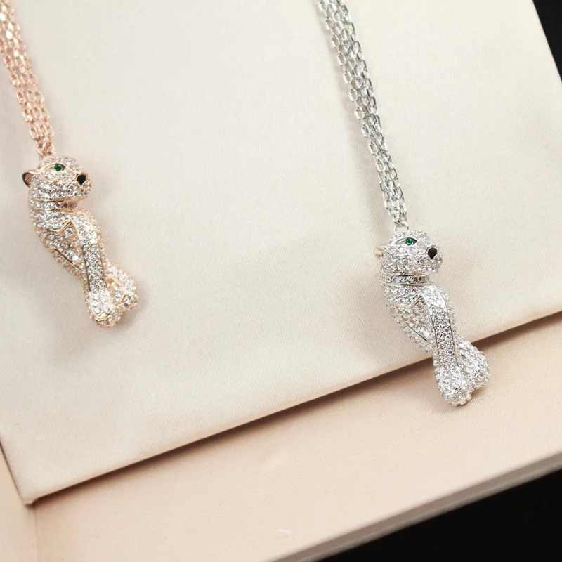 Женское Ожерелье с леопардовым принтом длинная цепочка зелеными глазами|ribbon