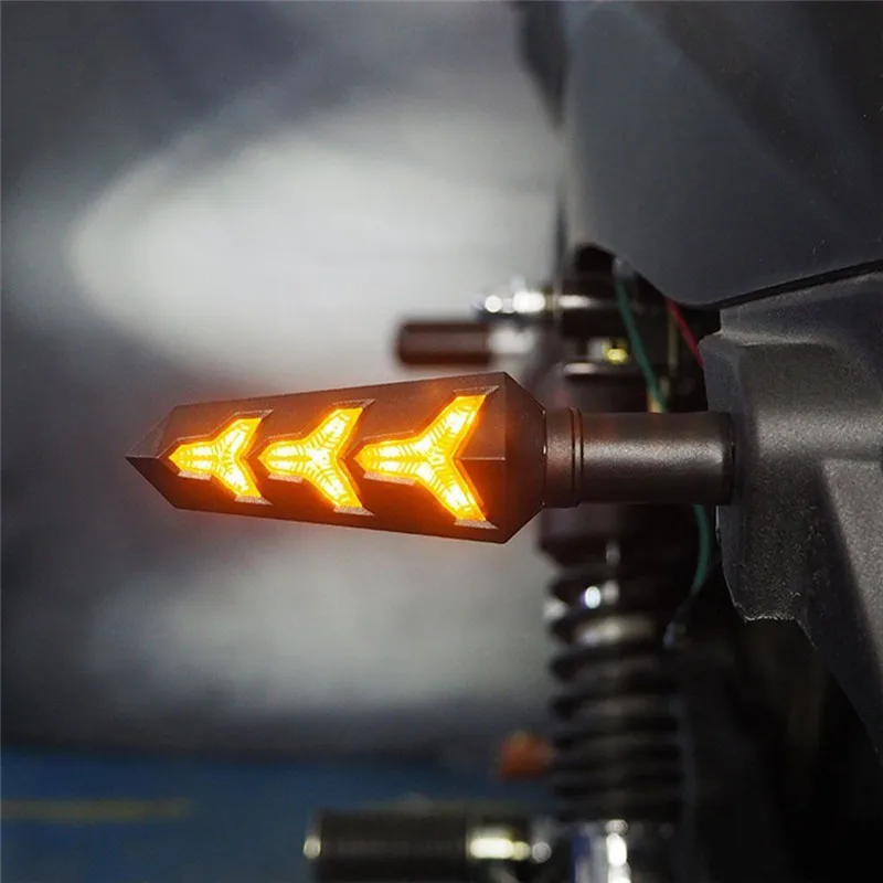 

2pcs Motorcycle Water Flowing LED Turn Signals Blinker Lights Built Relay Bendable Tail Flasher Indicator Lamp for Honda Yamaha